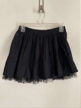 Cotton & Tule Layered Short Pleated Mini Skirt Black